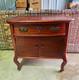 Antique Brown Carved Wood 2-door Raised Panel Cabinet 1 Drawer 40x35x45