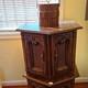 Antique Brown Wood Corner Cabinet Freestanding 2 Raised Panel Doors 26x21x20