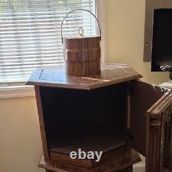 Antique Brown Wood Corner Cabinet Freestanding 2 Raised Panel Doors 26x21x20