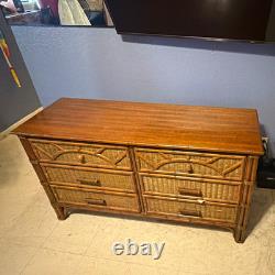 Antique Brown Wood Freestanding Cabinet, 4 Doors, Pull Handles 40x25x41