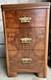 Antique Burled Walnut Wood 3 Drawer Cabinet/nightstand