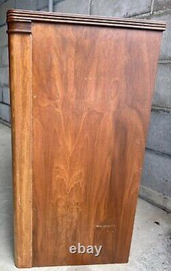 Antique Burled Walnut Wood 3 Drawer Cabinet/nightstand