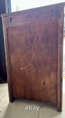 Antique Burled Walnut Wood 3 Drawer Cabinet/nightstand
