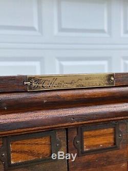 Antique C. 1920 72 drawer oak store bin, bolt bin, file cabinet or apothecary