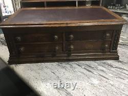 Antique CLARK'S ONT Oak Spool Cabinet, 4 Drawers, Slant top desk. EXC COND