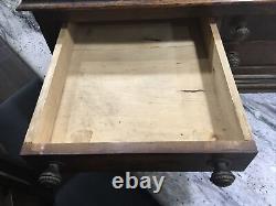 Antique CLARK'S ONT Oak Spool Cabinet, 4 Drawers, Slant top desk. EXC COND