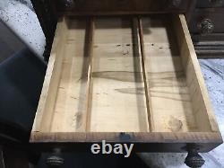 Antique CLARK'S ONT Oak Spool Cabinet, 4 Drawers, Slant top desk. EXC COND