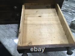 Antique CLARK'S ONT Oak Spool Cabinet, 4 Drawers, Slant top desk. EXC COND