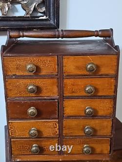 Antique CREMO Tobacco Salesman/counter Cabinet 10 Drawer Chest, Spice Style