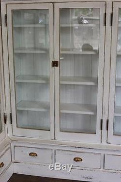 Antique Cabinet 1920's Lab CupboardPaintedDistressedBarnPrimitiveRustic