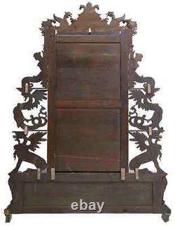 Antique Cabinet, Display, Gun, French Renaissance Revival, Carved, Crest, 1800s