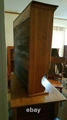 Antique Cabinet Hawkeye Hoosier Possum Belly Baker's Table with Hutch