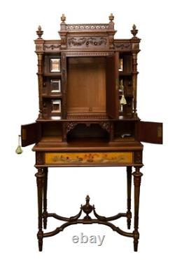 Antique Cabinet, Mirrored, French, Neoclassical Revival, Carved, Painted, 1700's