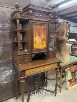 Antique Cabinet, Mirrored, French, Neoclassical Revival, Carved, Painted, 1700's