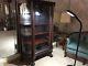 Antique Cabinet With Curved Glass, 4 Clawed Feet, China, Curio, Plates, Key