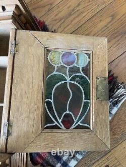 Antique Cabinet with Stained Glass Beautiful Wood/Craftsmanship From Estate Sale