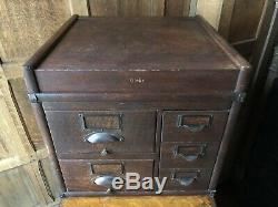 Antique Card Catalog, Oak Card File, Apothecary Storage Cabinet, Drawer Unit