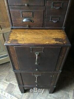 Antique Card Catalog, Oak Card File, Apothecary Storage Cabinet, Drawer Unit