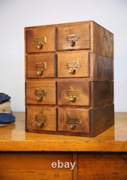 Antique Card Catalog wood drawer apothecary cabinet vintage stackable Library