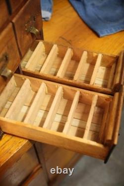 Antique Card Catalog wood drawer apothecary cabinet vintage stackable Library