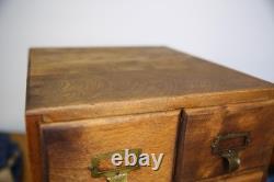 Antique Card Catalog wood drawer apothecary cabinet vintage stackable Library