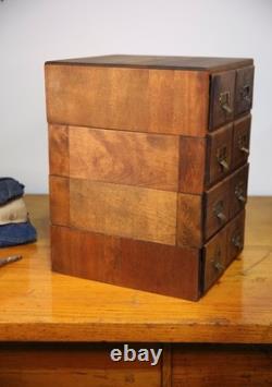 Antique Card Catalog wood drawer apothecary cabinet vintage stackable Library