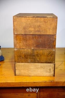 Antique Card Catalog wood drawer apothecary cabinet vintage stackable Library