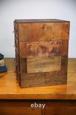 Antique Card Catalog wood drawer apothecary cabinet vintage stackable Library