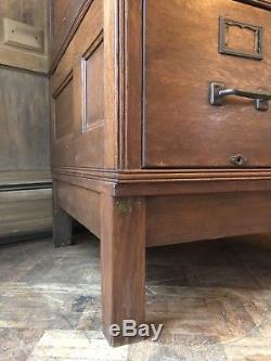 Antique Card File Cabinet, Oak Card Catalog, Wood Apothecary