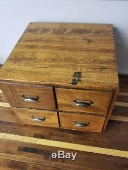 Antique Card File Catalog Cabinet 4 Drawer Oak Wood Library Bureau Solemakers