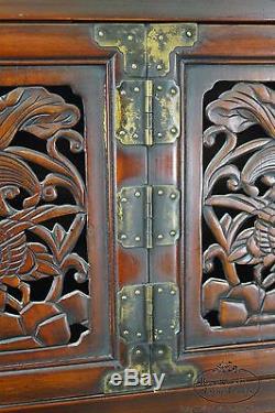 Antique Carved Chinese Multi Door Cabinet