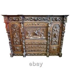 Antique Carved Spanish Writing Desk and Cabinet
