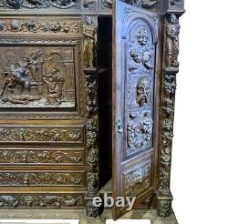 Antique Carved Spanish Writing Desk and Cabinet