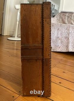Antique Carved Walnut, Mahogany TRAMP ART Wall Cabinet 1900-1930, 22x 15 x 7