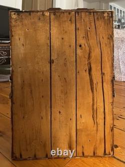 Antique Carved Walnut, Mahogany TRAMP ART Wall Cabinet 1900-1930, 22x 15 x 7