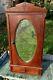 Antique Carved Wood Medicine Bathroom Wall Cabinet Oval Beveled Glass Mirror