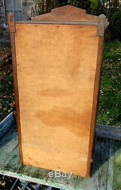 Antique Carved Wood medicine bathroom Wall Cabinet Oval Beveled Glass mirror