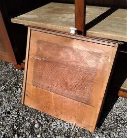 Antique Cherry 2 Piece Flat Wall StepBack Cupboard 12 Pane Top Doors 1890s