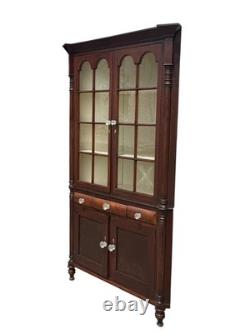 Antique Cherry corner cupboard cabinet provenance original 1820 farm house pa