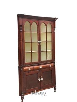 Antique Cherry corner cupboard cabinet provenance original 1820 farm house pa