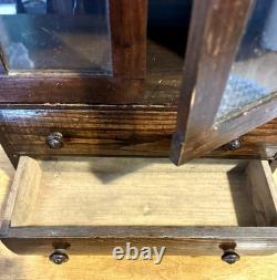 Antique Child's Toy China Cabinet 22x 12x6.25 With Drawers & Glass Doors