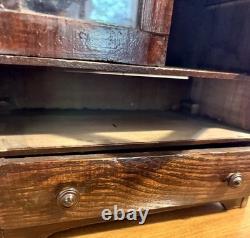 Antique Child's Toy China Cabinet 22x 12x6.25 With Drawers & Glass Doors