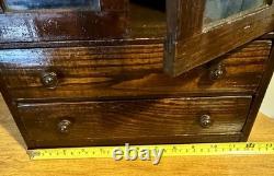Antique Child's Toy China Cabinet 22x 12x6.25 With Drawers & Glass Doors