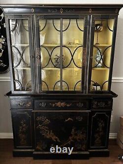 Antique China Cabinet Hutch Asian Inspired