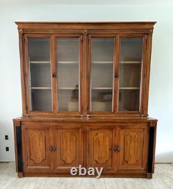 Antique China Cabinet Hutch Buffet Two-Piece Glass / Wood Set