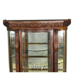 Antique China Cabinet, Victorian, Serpentine Glass, Horner Style #22661