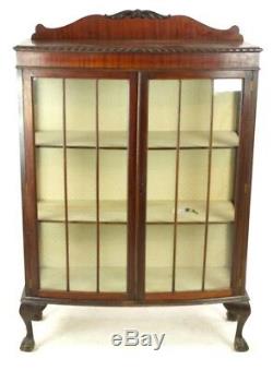 Antique China Cabinet, Walnut, Bow Front Cabinet, Curio Cabinet, 1930s, B1179