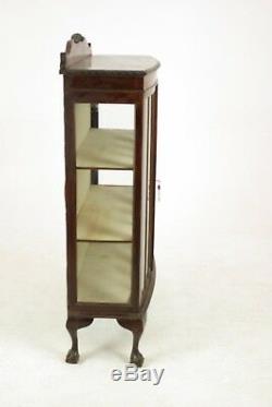 Antique China Cabinet, Walnut, Bow Front Cabinet, Curio Cabinet, 1930s, B1179