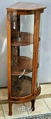 Antique China cabinet Curved Wavy Glass solid maple locking cedar shelves petite