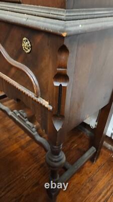 Antique China curio cabinet Showers Furn. Co. 1868 medallion hutch wood orig. Glass